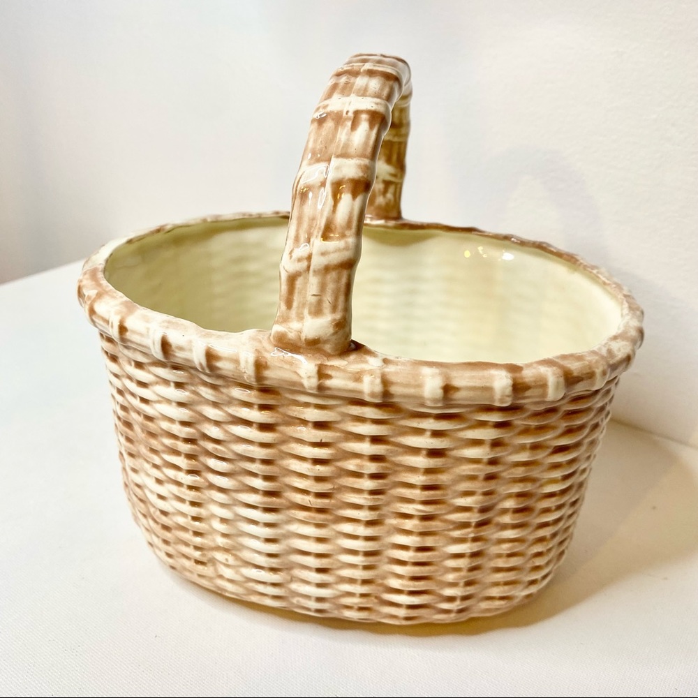 Vintage handpainted ceramic basket